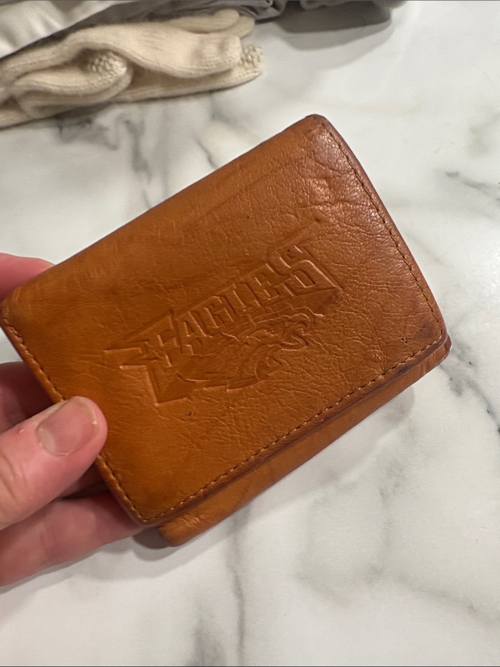Philadelphia Eagles Tan Leather Tri Fold Wallet